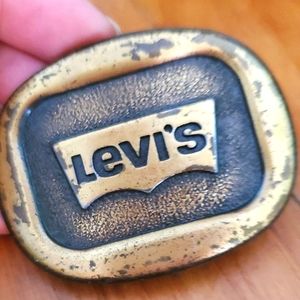 LEVI'S BELT BUCKLE BRASS OXIDIZED BLACK GOLD VINTAGE ANTIQUED